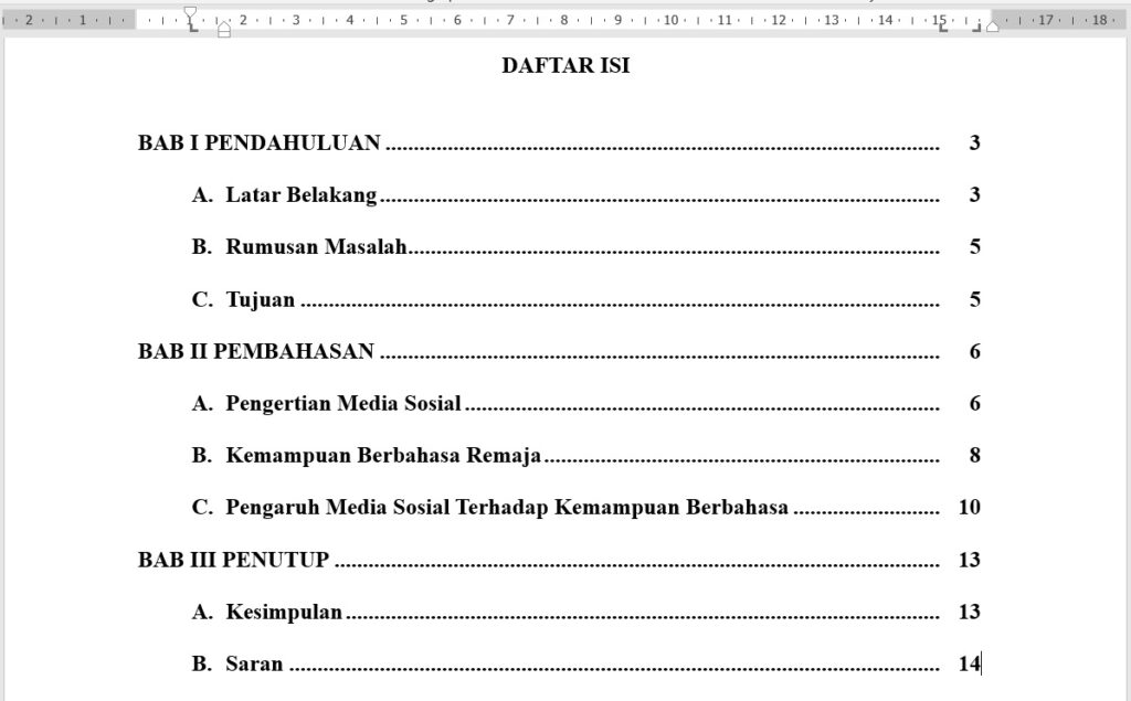 Cara Membuat Daftar Isi Menggunakan Tabulasi di Microsoft Word