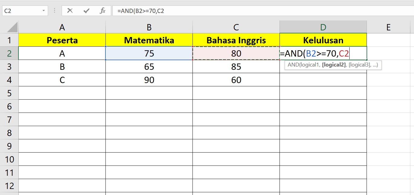 Fungsi Logika AND, OR, dan NOT dalam Microsoft Excel